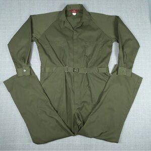 Vintage Para Suit Olive Green Short Sleeve Jumpsuit Coveralls Size 44L LONG